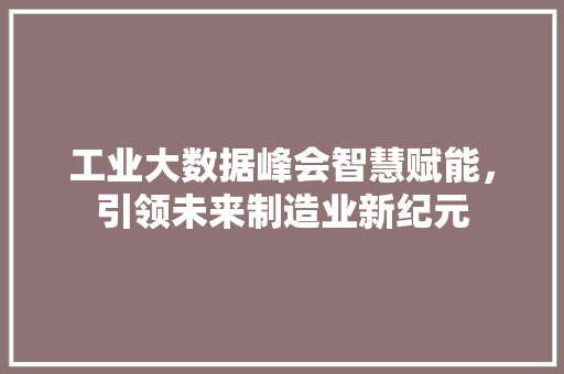 工业大数据峰会智慧赋能，引领未来制造业新纪元