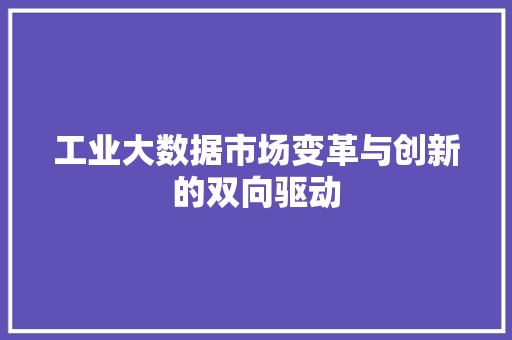 工业大数据市场变革与创新的双向驱动