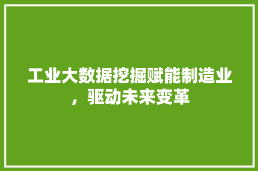 工业大数据挖掘赋能制造业，驱动未来变革