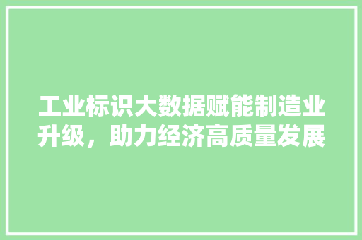 工业标识大数据赋能制造业升级，助力经济高质量发展