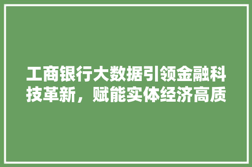工商银行大数据引领金融科技革新，赋能实体经济高质量发展