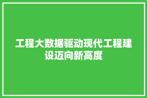 工程大数据驱动现代工程建设迈向新高度