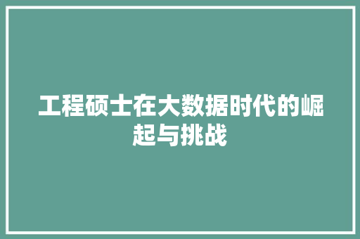 工程硕士在大数据时代的崛起与挑战