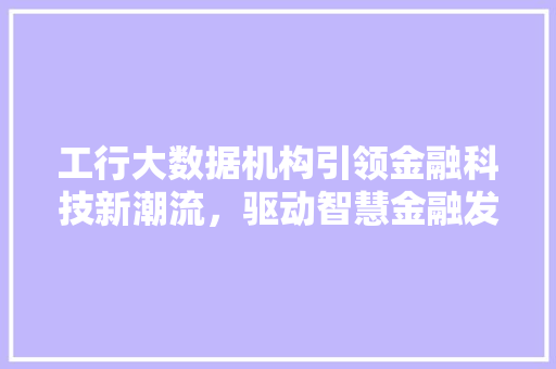工行大数据机构引领金融科技新潮流，驱动智慧金融发展