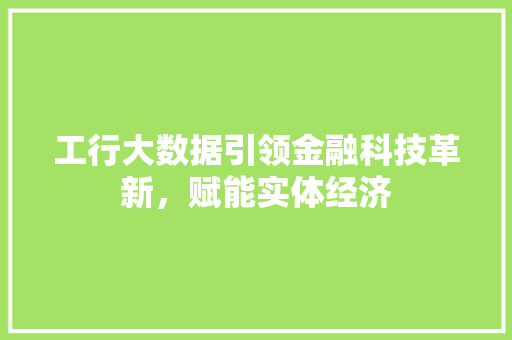 工行大数据引领金融科技革新，赋能实体经济