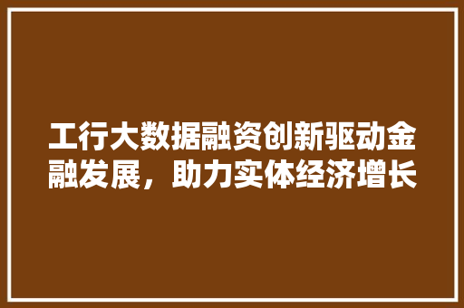 工行大数据融资创新驱动金融发展，助力实体经济增长