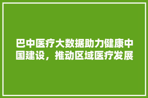 巴中医疗大数据助力健康中国建设，推动区域医疗发展