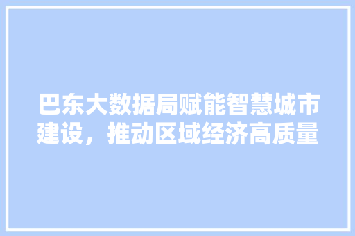 巴东大数据局赋能智慧城市建设，推动区域经济高质量发展