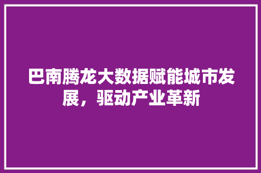 巴南腾龙大数据赋能城市发展，驱动产业革新