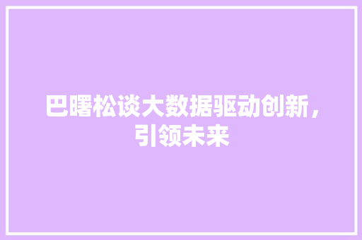 巴曙松谈大数据驱动创新，引领未来