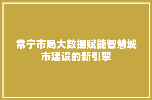 常宁市局大数据赋能智慧城市建设的新引擎