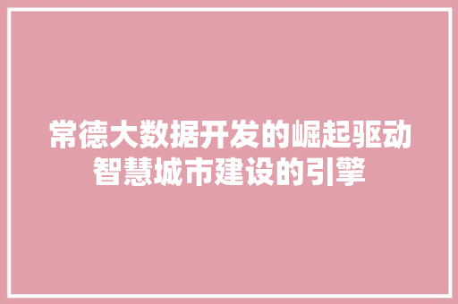 常德大数据开发的崛起驱动智慧城市建设的引擎