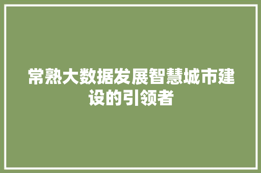 常熟大数据发展智慧城市建设的引领者