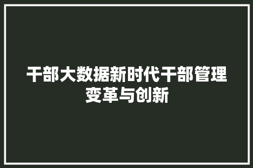 干部大数据新时代干部管理变革与创新