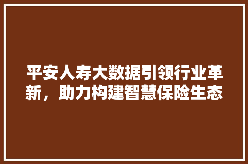 平安人寿大数据引领行业革新，助力构建智慧保险生态