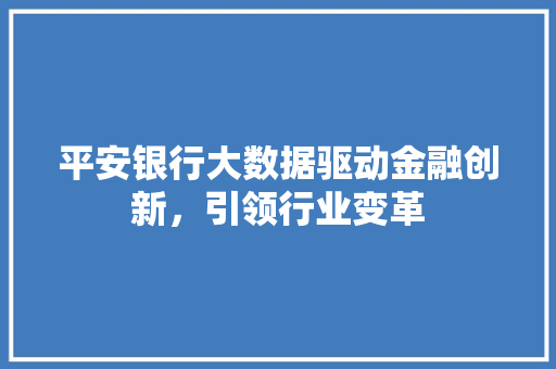 平安银行大数据驱动金融创新，引领行业变革
