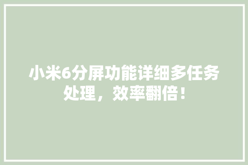 小米6分屏功能详细多任务处理，效率翻倍！
