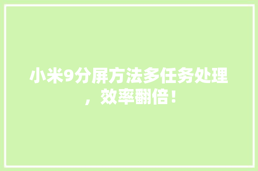 小米9分屏方法多任务处理，效率翻倍！