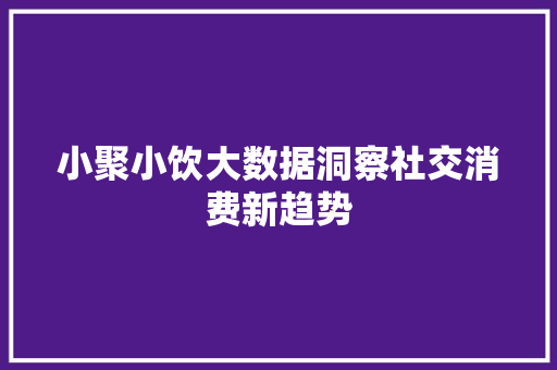 小聚小饮大数据洞察社交消费新趋势