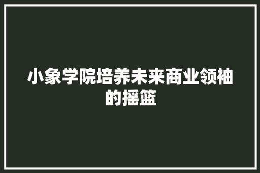 小象学院培养未来商业领袖的摇篮
