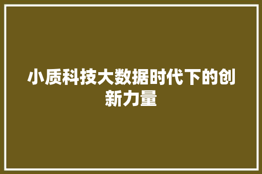 小质科技大数据时代下的创新力量