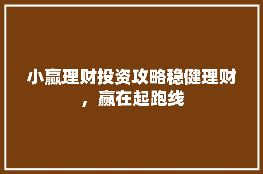 小赢理财投资攻略稳健理财，赢在起跑线
