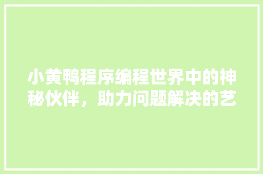 小黄鸭程序编程世界中的神秘伙伴，助力问题解决的艺术之旅