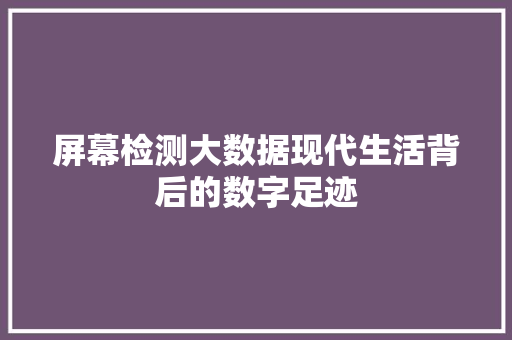 屏幕检测大数据现代生活背后的数字足迹