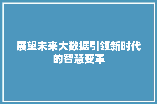 展望未来大数据引领新时代的智慧变革