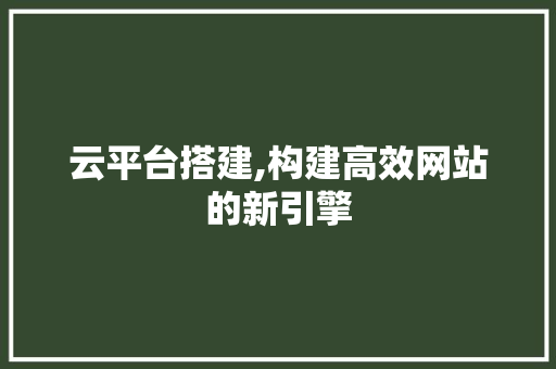 云平台搭建,构建高效网站的新引擎