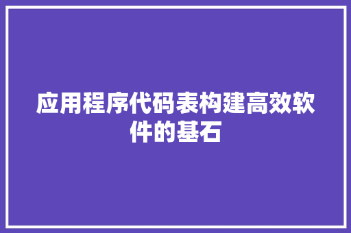 应用程序代码表构建高效软件的基石