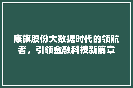 康旗股份大数据时代的领航者，引领金融科技新篇章