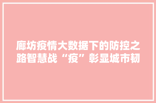 廊坊疫情大数据下的防控之路智慧战“疫”彰显城市韧性