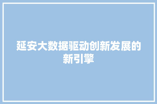 延安大数据驱动创新发展的新引擎