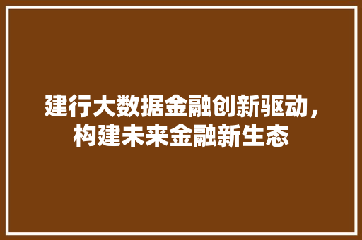 建行大数据金融创新驱动，构建未来金融新生态