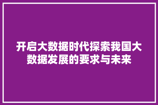 开启大数据时代探索我国大数据发展的要求与未来