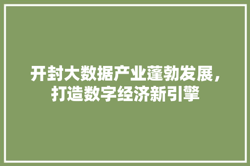 开封大数据产业蓬勃发展，打造数字经济新引擎