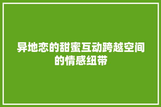 异地恋的甜蜜互动跨越空间的情感纽带