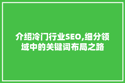 介绍冷门行业SEO,细分领域中的关键词布局之路
