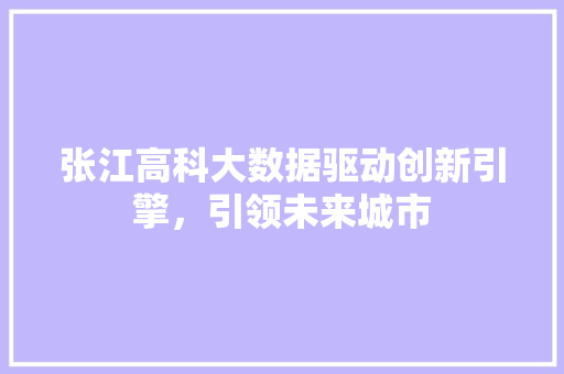 张江高科大数据驱动创新引擎，引领未来城市