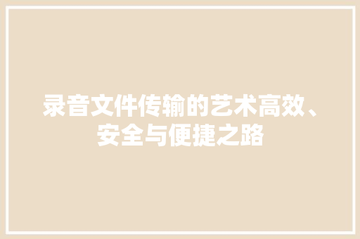 录音文件传输的艺术高效、安全与便捷之路