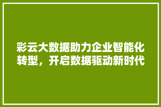 彩云大数据助力企业智能化转型，开启数据驱动新时代
