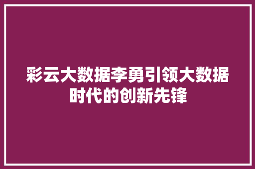 彩云大数据李勇引领大数据时代的创新先锋
