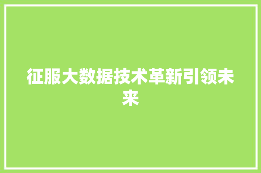 征服大数据技术革新引领未来