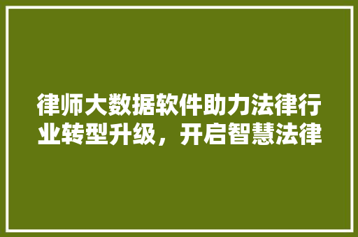 律师大数据软件助力法律行业转型升级，开启智慧法律服务新时代