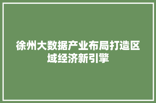 徐州大数据产业布局打造区域经济新引擎