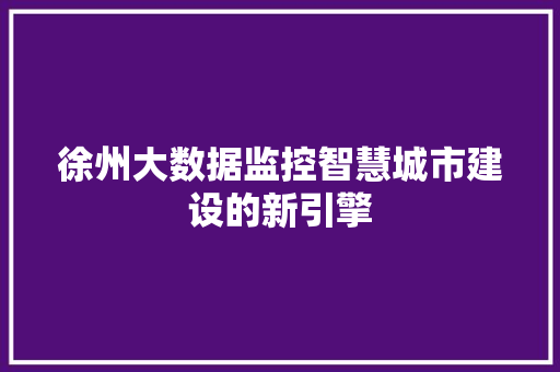徐州大数据监控智慧城市建设的新引擎