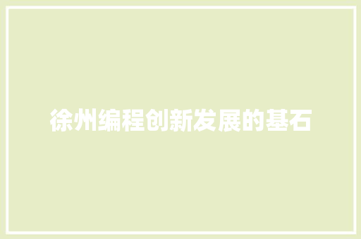徐州编程创新发展的基石