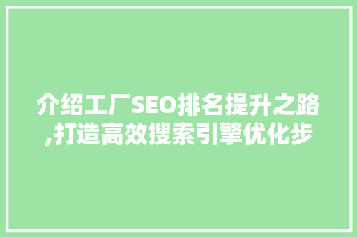 介绍工厂SEO排名提升之路,打造高效搜索引擎优化步骤 前端技术
