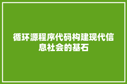 循环源程序代码构建现代信息社会的基石